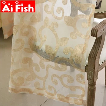

Modern Simple Nordic Gold Dendrite Leaves Sheer White Tulle Curtains For Living Room Coffee Voile Jacquard Window For Grey Voile