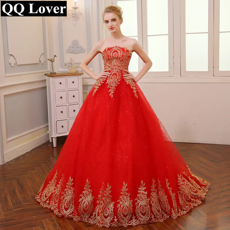 QQ Lover красное свадебное платье с длинным шлейфом винтажное бальное платье дешевое свадебное платье es Robe de Mariee Vestido De Noiva