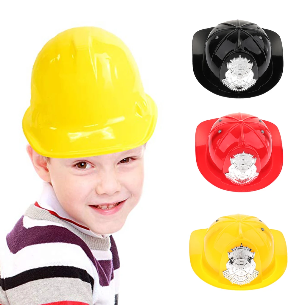 Kid Pretend Play Fireman Chief Simulation Safety Helmet Firefighter Plastic Hat Cap Toy