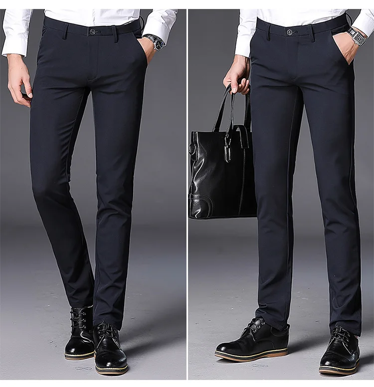Тонкие мужские костюмные брюки новое поступление мужские s платье штаны брюки модные летние большие размеры мужской деловой официальный классические мужские брюки в деловом стиле