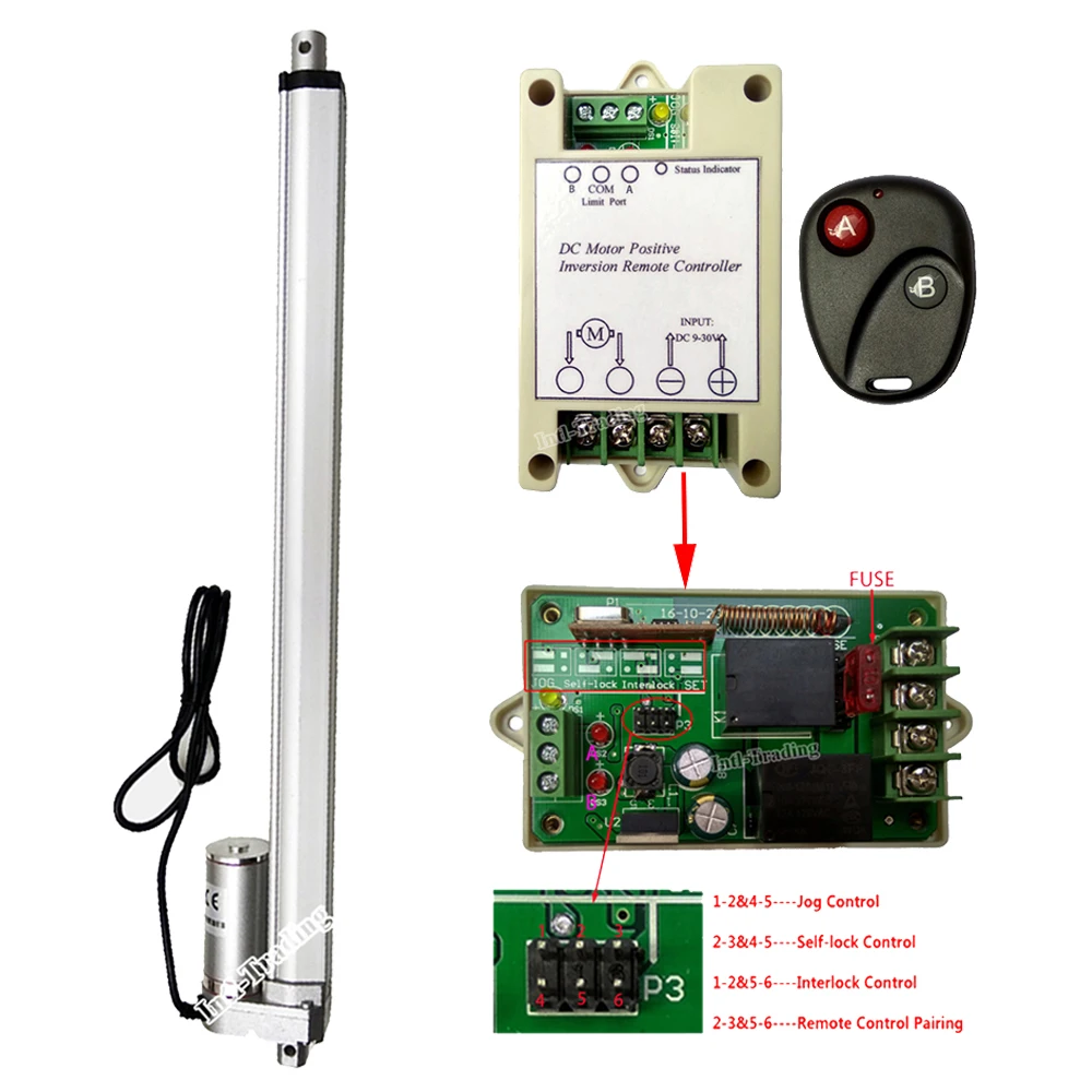 

DC 12V 400mm/16" 330lbs 4mm/s Linear Actuator + Wireless Motor Controller Jog/Self-Lock/Interlock Control for Medical TV Lifting