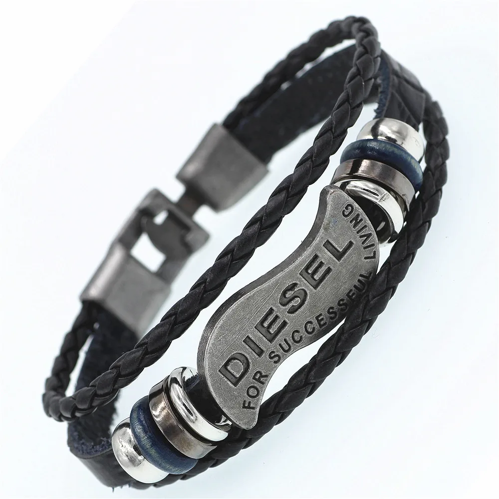 

Bracelet Men Casual Fashion Braided Leather Bracelets For Women Wood Bead Bracelet Punk Rock Men Jewelry