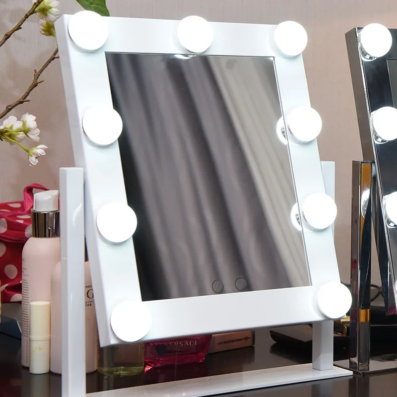 

Dimmable Hollywood Makeup Vanity Mirror With Light Large Lighted Tabletop Cosmetic Mirror With 9pcs Touch Control Led Bulbs