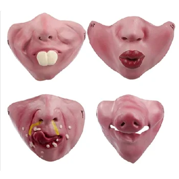

Women Men Halloween Latex Scary Party Horror Creepy Elastic Band Half Face Funny Costume