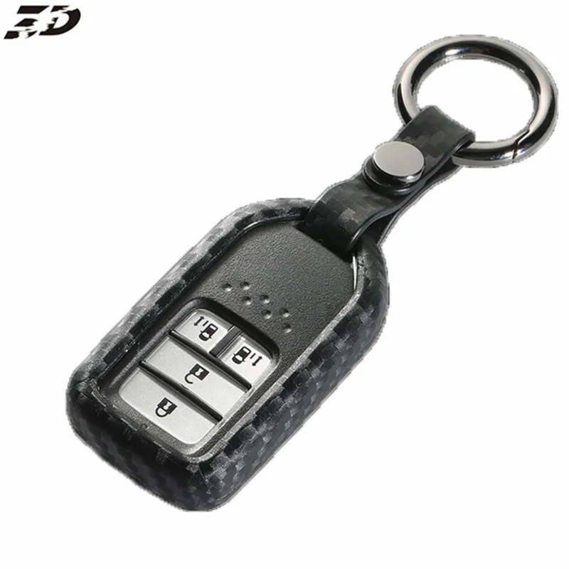 Carbon Fiber Silicone Rubber Car Remote Key Fob Cover Case For Honda