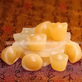 

Feng Shui Natural Yellow Jade Lotus Ingots Seven Star Array Exorcise Statue With Shelf A183 natural stones and minerals