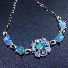 Роскошный цветок Феникса натуральный многоцветный опал браслет натуральный драгоценный камень браслет S925 серебро женщина девушка подарок на вечеринку ювелирные изделия