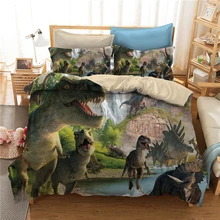 Детский комплект постельного белья с динозавром Юрского периода, пододеяльник и наволочка для мальчиков, украшение в спальню, Комплект постельного белья
