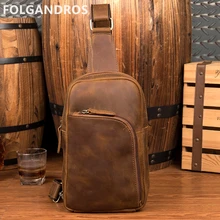 Мужские Винтажные нагрудные сумки ручной работы из натуральной кожи, Мужская Универсальная Ретро сумка через плечо, высокое качество, нагрудная сумка