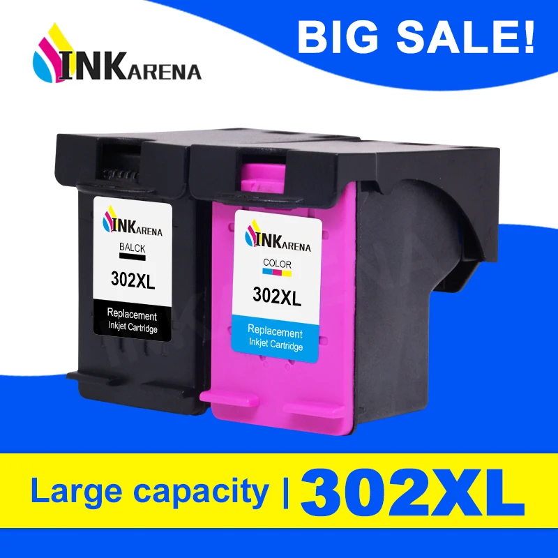 Чернильный картридж INKARENA 302XL Восстановленный для принтера HP 302 Deskjet 1110 1111 1112 2130 2131