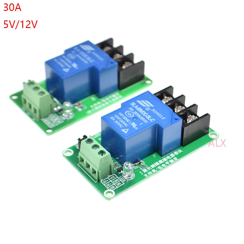 

1 channel 5V 12V 30A relay module board with ptocoupler isolation high and low level trigger one channel relay expansion board