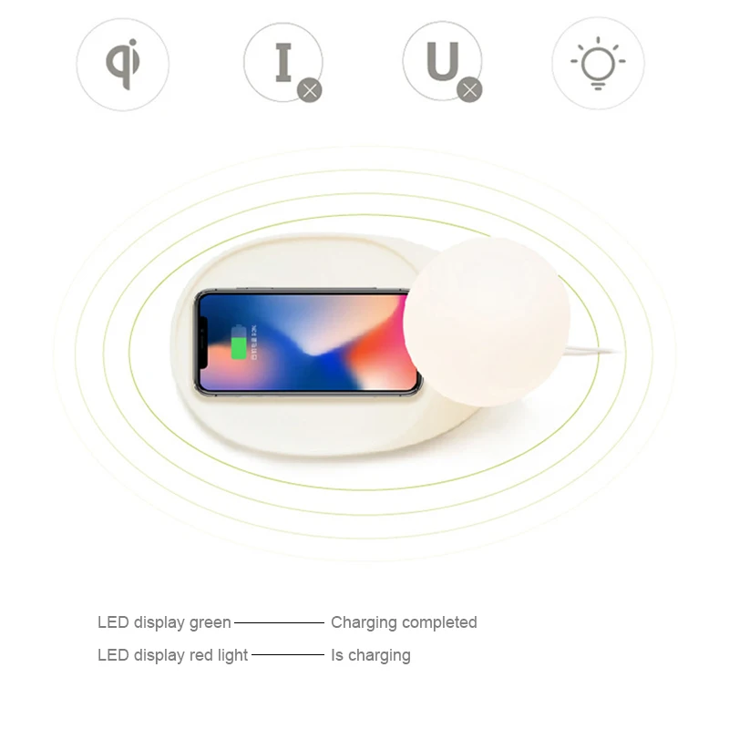 DOITOP Беспроводное зарядное устройство для iPhone X 8/8 Plus Nokia Lumia Creatived красочный сенсорный выключатель светодиодный ночник прикроватное зарядное устройство лампы
