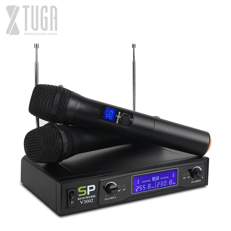 

XTUGA SOUNDPROGRESS V3002 VHF Wireless Microphone System with Hand-Held mic double-way channel design anti-interference