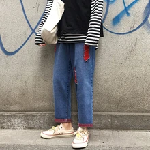 Летние мужские рваные мешковатые мужские джинсы с накладной карман синий цвет повседневные брюки байкерские джинсовые Свободные Брюки Большие размеры M-3XL