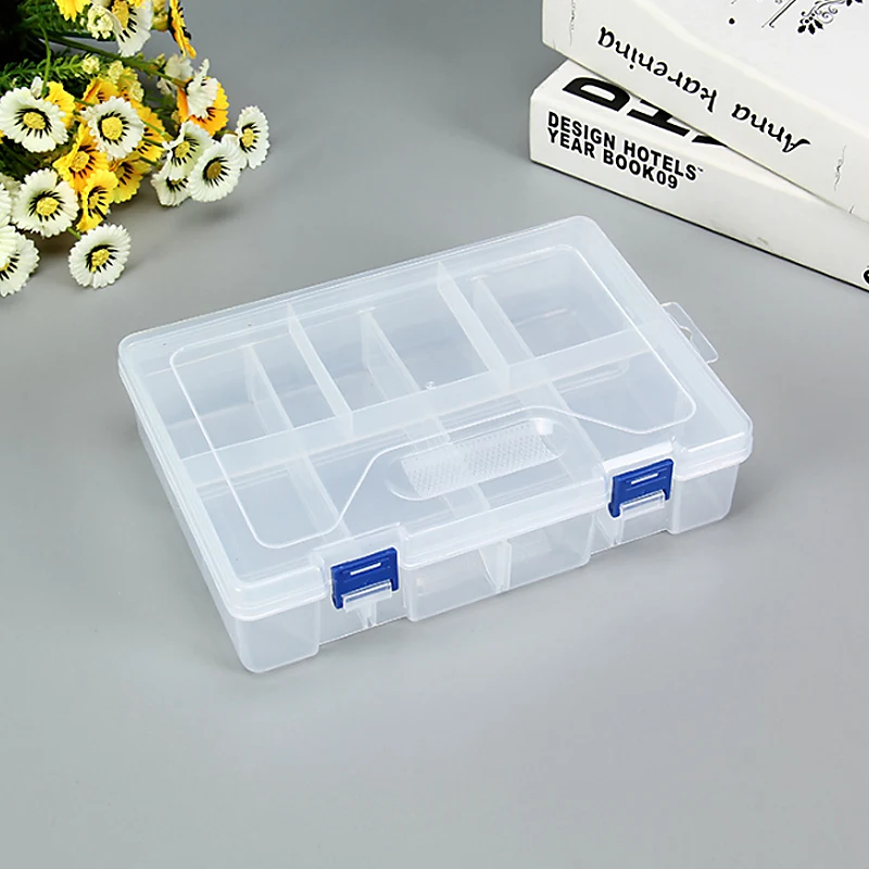 

Double Layer 8 Grid Transparent Plastic Storage Box Hardware Tools Box Rhinestone Crystal Diamond Embroidery Organizer Bags