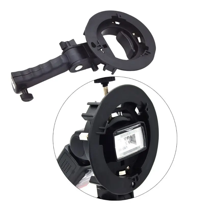 Black Aluminum Alloy Bracket Pro Mount Adapter Holder with Hand Grip for Speedlite Snoot Flash Softbox Accessories