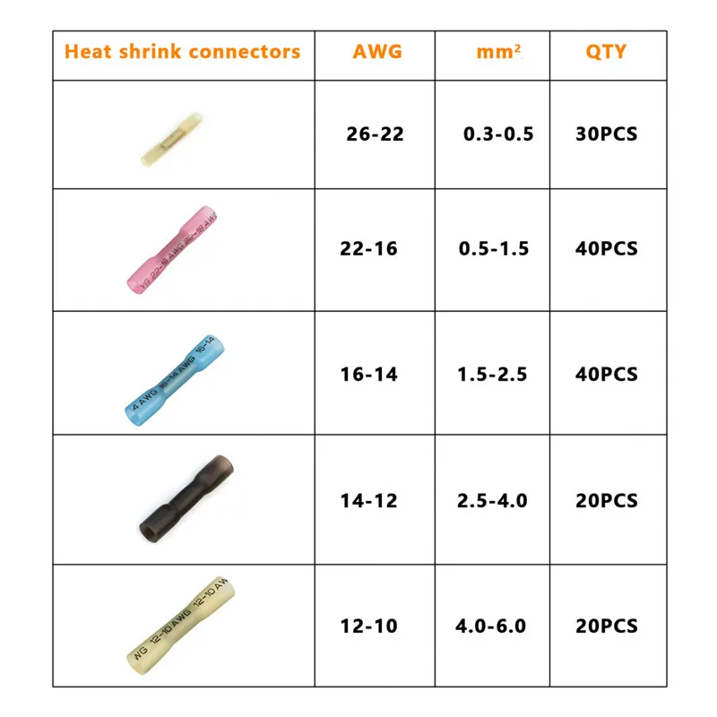 Водонепроницаемый утепленная Термоусадочные Провода Разъем 150/200/240 шт изолированных обжимных разъёмов, коннекторов+ припоя рукавом Сращивание терминалы комплект
