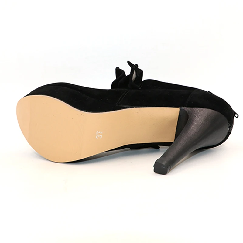 TAOFFEN Dropship Plush Size 30-47 Women High Heel Pumps Bowtie Platform Shoes Ladies Sexy Thin Heels Shoes For Women Footwear