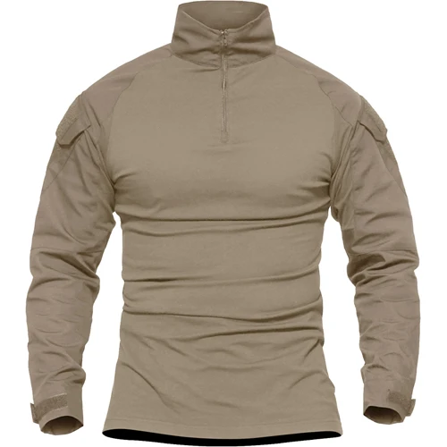 Light Khaki TACVASEN армейская тактическая футболка для мужчин Военная рубашка с длинным рукавом рубашки для рыбалки уличная походная одежда камуфляжная охотничья рубашка - Цвет: Light Khaki