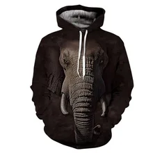 Elephant Animal Hoodie 3D Punk Rock Streetwear Tops Men Hip Hop Harajuku Pullover Tracksuit Novelty Male Custom Made Hoody