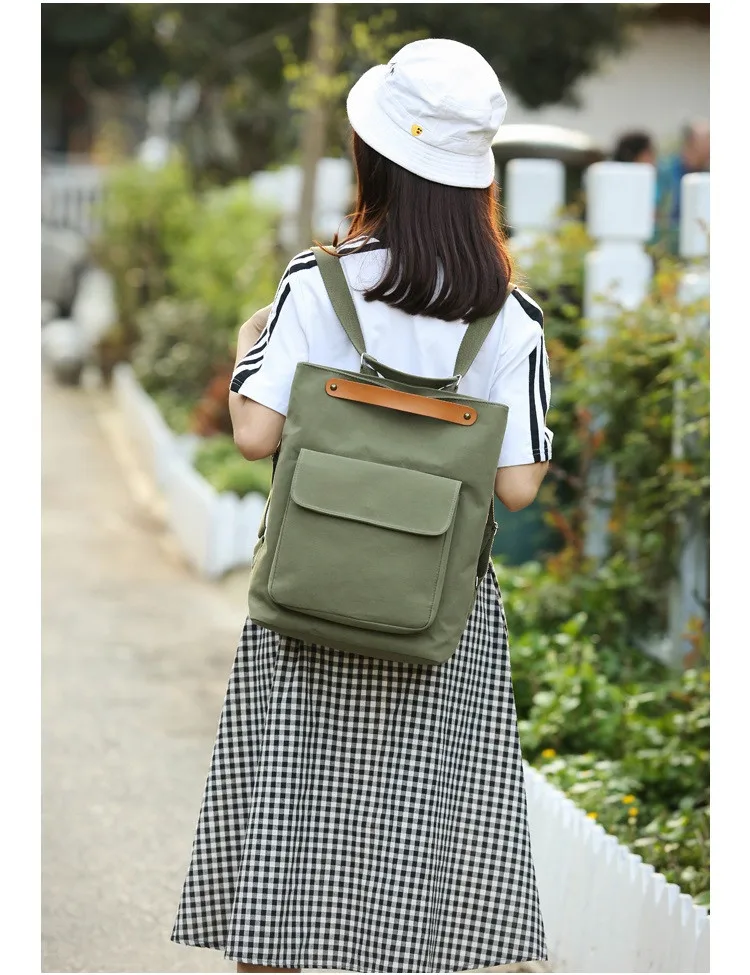 MJ Cotton Backpack Women Versatile School Bag Large Casual Travel Bag for Teenage Girls (8)