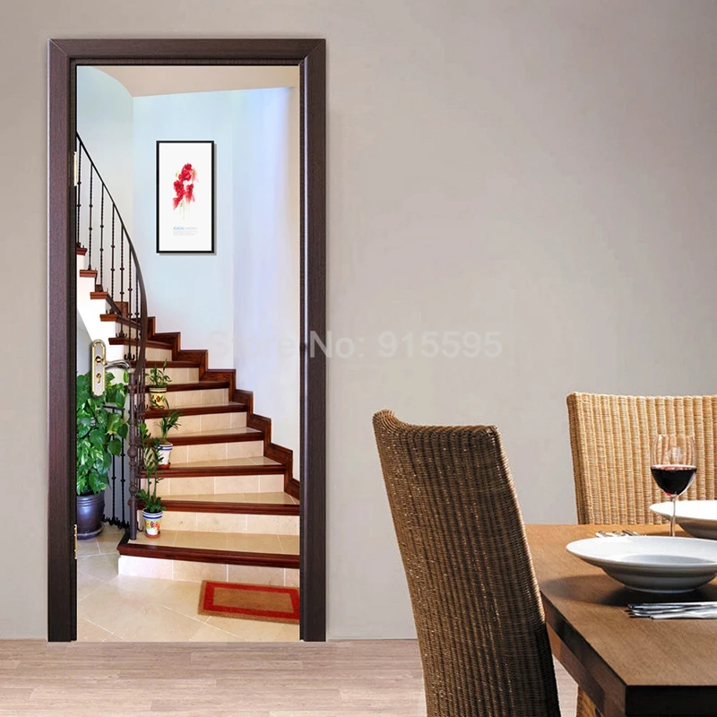 3D наклейка на лестницу, дверь, креативное искусство, ПВХ, самоклеющиеся, для спальни, гостиной, Настенный декор, дверная наклейка, s Фреска, обои, водонепроницаемые