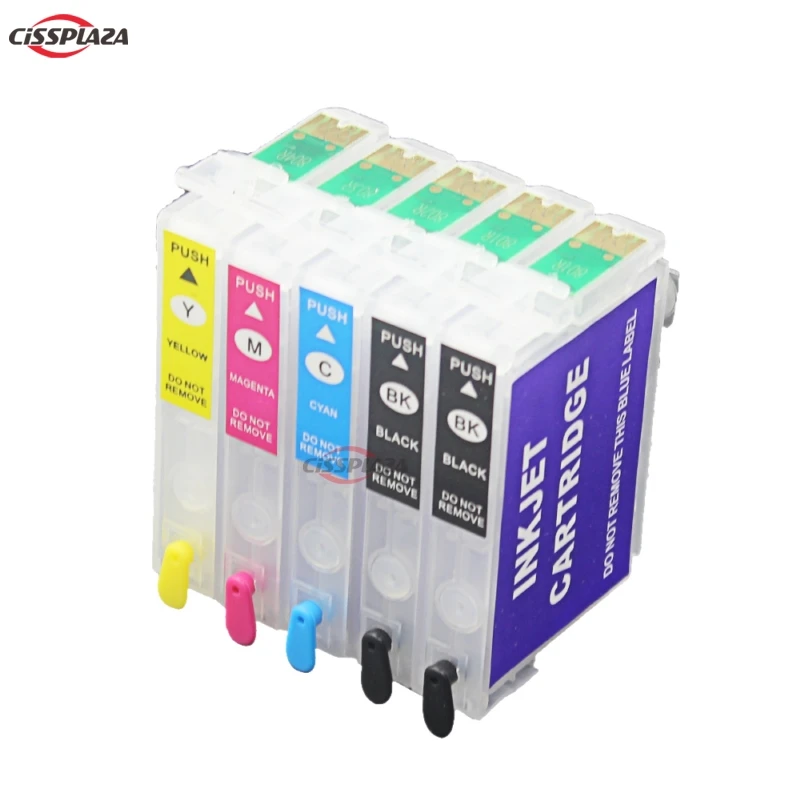 

CISSPLAZA 5PCS refillable ink cartridges for epson T1110 TX515FN T1151/T1151/T1032/T1033/T1034 5 cartridges