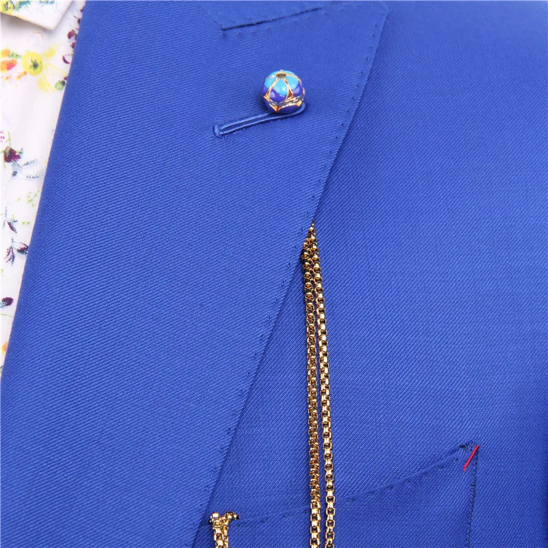 Синий однотонный пиджак с брюками, сшитый на заказ, костюм на одной пуговице, свадебные костюмы для мужчин, мужской блейзер на заказ
