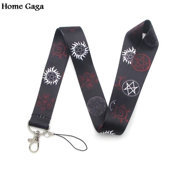 

20pcs/lot Homegaga Supernatural SPN Rune neck lanyards for keys glasses card holder bead keychain phones cameras webbing D0841