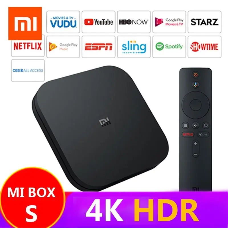 Global Xiaomi mi TV Box S 4 K HDR Android TV 8,1 Ultra HD 2G 8G WIFI Google fundido Netflix Smart IPTV Set top Box 4 reproductor de medios
