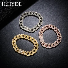H: HYDE, мужской браслет в стиле хип-хоп, с кубинским звеном, золотого, серебряного цвета, со льдом, проложили стразы, мужской браслет, уличные ювелирные изделия