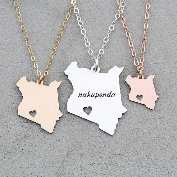 

2018 Latest Women Copper Africa Charm Necklace Kenya Jewelry Engrave Some Letters Drop Shipping Accepted YP6358