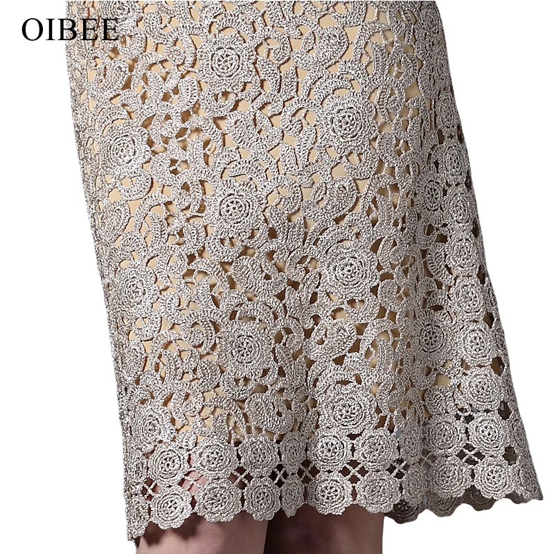 Женское кружевное Платье До Колена OIBEE2019 Привлекательное платье абрикосового и