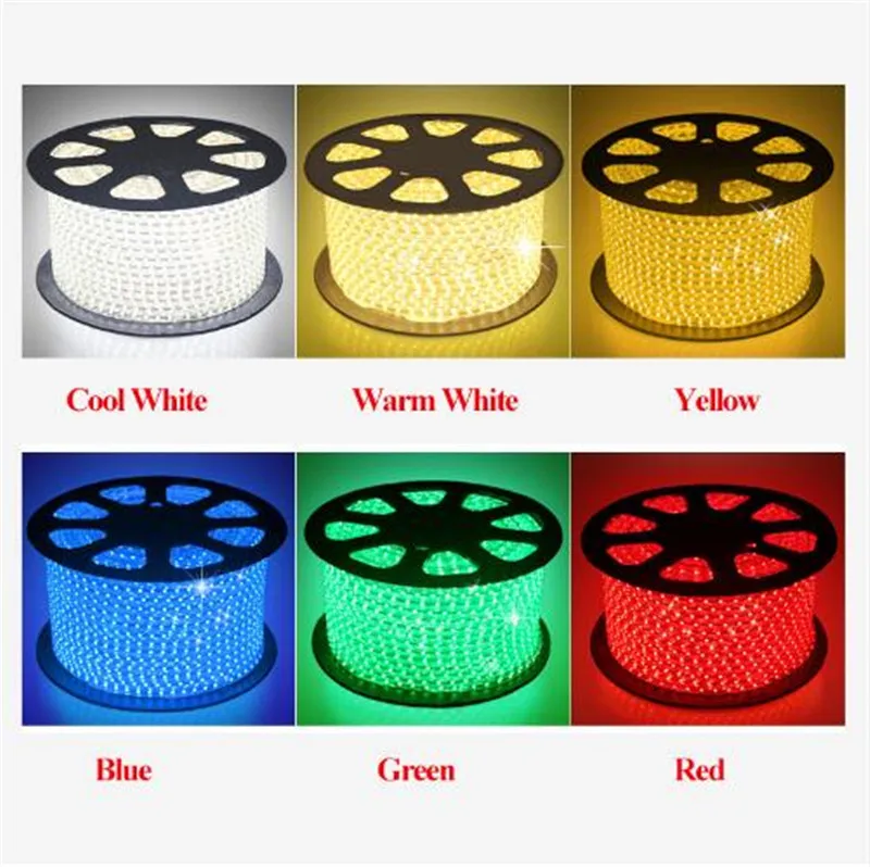  LED Strip 5050 Waterproof 220V IP66 High Voltage 230V LED Flexible Strip Power Plug 60leds/m Garden holiday party 