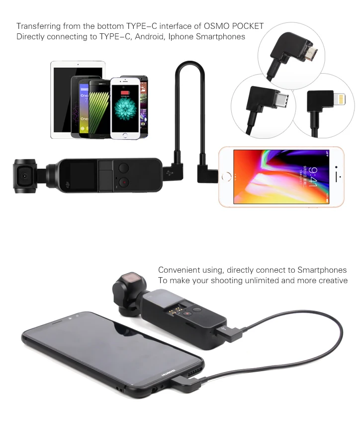 _02Date Cable for OSMO POCKET Accessories Data Cable TYPE-C to Android IOS TPE-C Cable Conversion Line for DJI OSMO Pocket Gimbal-12
