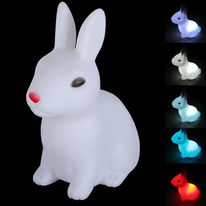 

Seven Color Changing Lovely Rabbit LED Night Lamp Light Room Christmas Gift