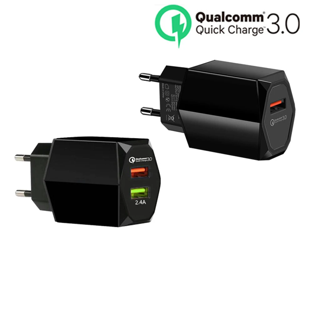 QC3.0 двойной зарядное устройство USB Quick Зарядное устройство 3,0 быстрая Зарядное устройство адаптер для iPhone X, 8, 7, 6, samsung Galaxy S8 Xiaomi mi Red mi 4X