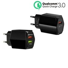 QC3.0 двойной зарядное устройство USB Quick Зарядное устройство 3,0 быстрая Зарядное устройство адаптер для iPhone X, 8, 7, 6, samsung Galaxy S8 Xiaomi mi Red mi 4X