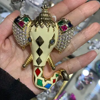 

elephant brooch pins 925 sterling silver with cubic zircon national style fine women jewelry animal brooch free shipping