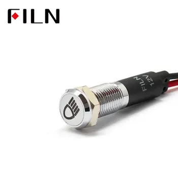 

FILN 8mm Car dashboard Low beam marking led red yellow white blue green 12v led indicator light with 20cm cable