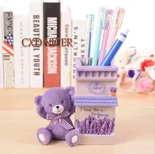 Fashion Desk Accessories And Get Free Shipping On Aliexpress Cxd Nicer Purple Lavender Resin Cute Bear Desk Accessories Pencil Holder Stand