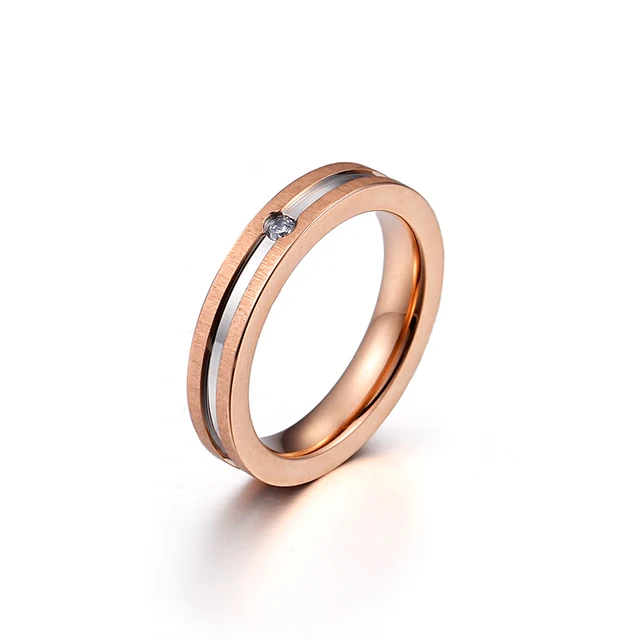 KALEN Stainless Steel Gold & Rose Gold Groove Finger Rings For Women Trendy  Bohemia Cubic Zirconia Wedding Rings Bague Jewelry