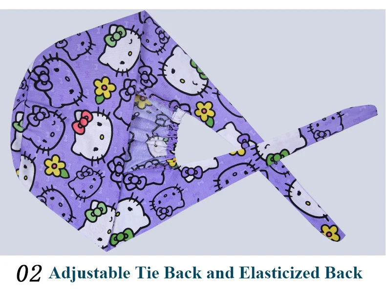 Для женщин Хирургические Скраб Кепки Европейский Стиль Catty принт медицинская Рабочая шапочка для стоматолога врачей хлопок с Sweatband или головные уборы для медсестер