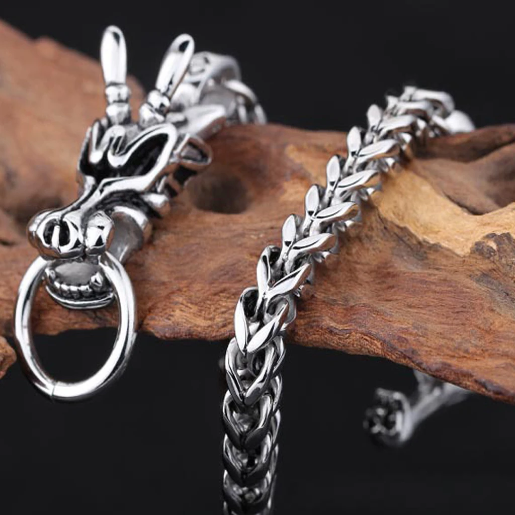 

Vintage Gothic Punk Stainless Steel Dragon Head Biker Bracelet Cuff Link Bracelet for Women Men