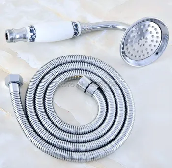 

Chrome Brass Bathroom Hand Held Shower Head + 1.5m Hose lhh025