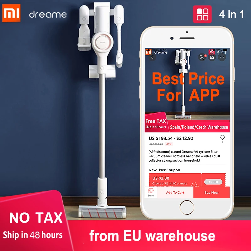 [Скидка приложения] xiaomi Dreame V9 циклонный фильтр для пылесоса беспроводной ручной