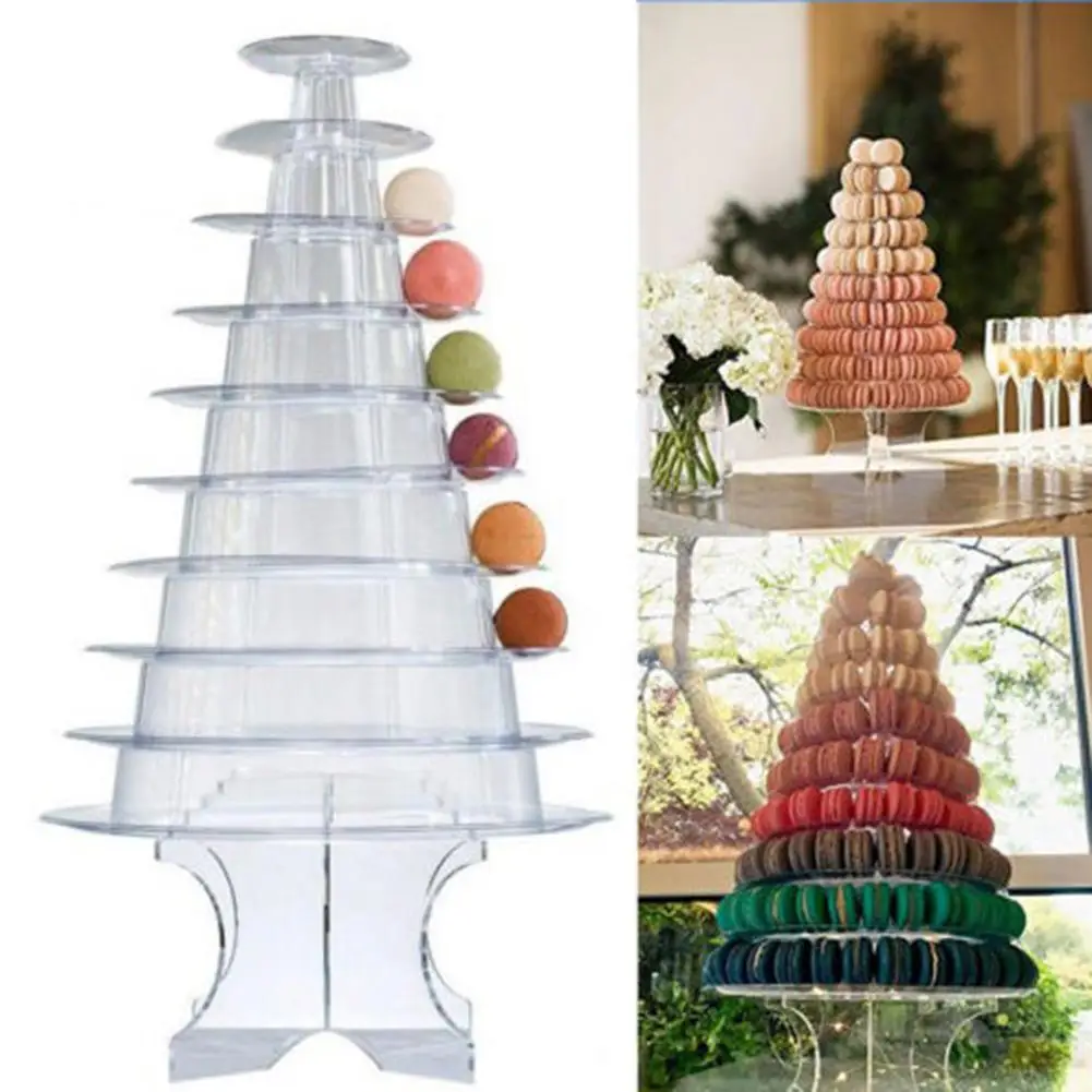 

1set 10 Tier Macaron Display Stand Round Macaron Tower Cake Stand PVC Tray Display Rack Wedding Birthday Cake Decorating Tools