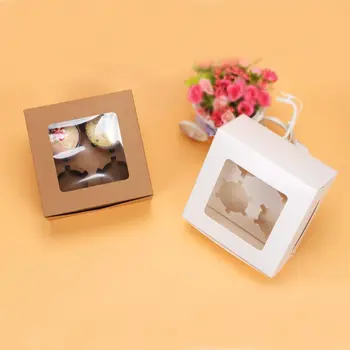 

30pcs 16*16*7.5cm Kraft paper window cake Box party Gift/Candy/Biscuit/Soap/Cookie/Cupcake/Nuts boxes Display packaging Box