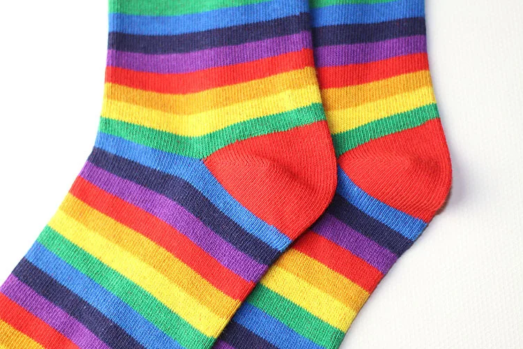 Модные женские хлопковые носки цвета радуги, сладкого мороженого, макарон,, яркие полосатые носки, тонкие носки на весну, лето, Осень