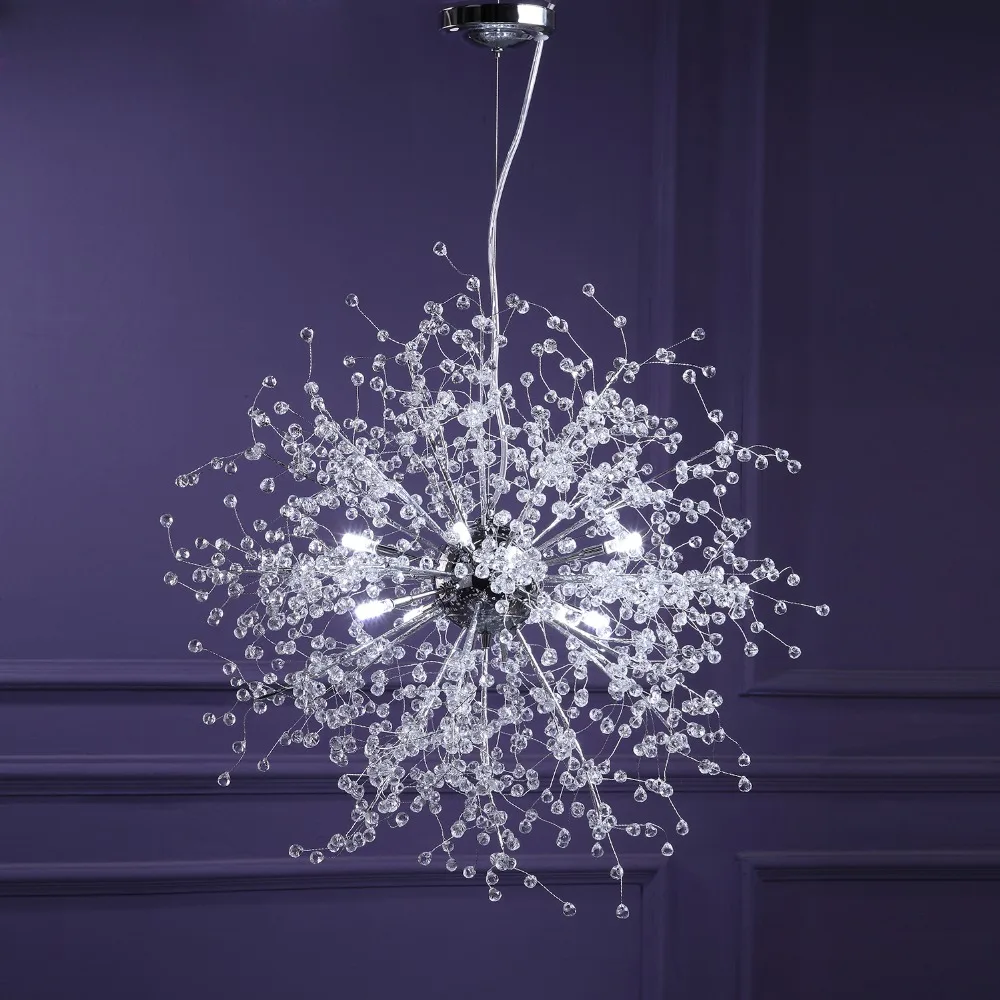 

ModerChandeliers Firework LED Light Stainless Steel Crystal Chandelier Lighting Globe Living Room Bedroom Restaurant Dining Room